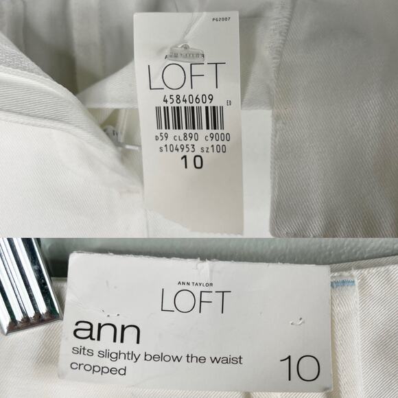 Ann Taylor LOFT Ann Pants Cropped 10 White Embroidered Flowers - Picture 7 of 11